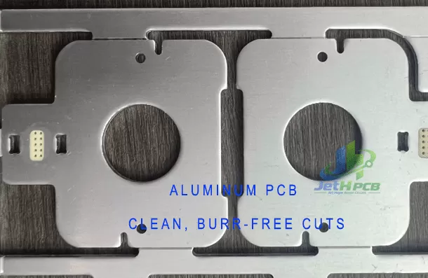 Machined aluminum PCB edge with a clean board profile